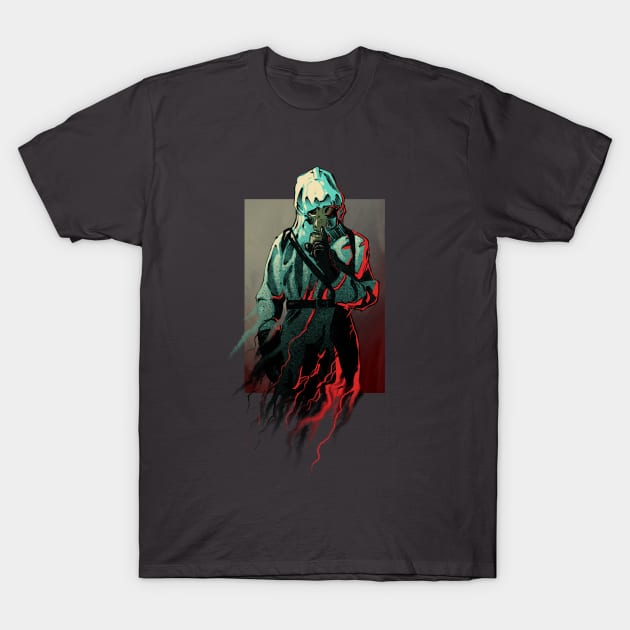 Scary man in a gas mask from Chernobyl T-Shirt by Kotolevskiy